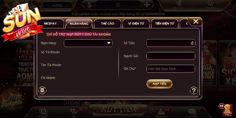 Lý do người dùng cần thực hiện giao dịch nạp tiền Sunwin
