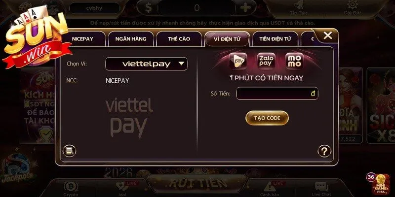 Ví điện tử là lựa chọn tiện lợi dành cho những ai muốn nạp tiền Sunwin nhanh